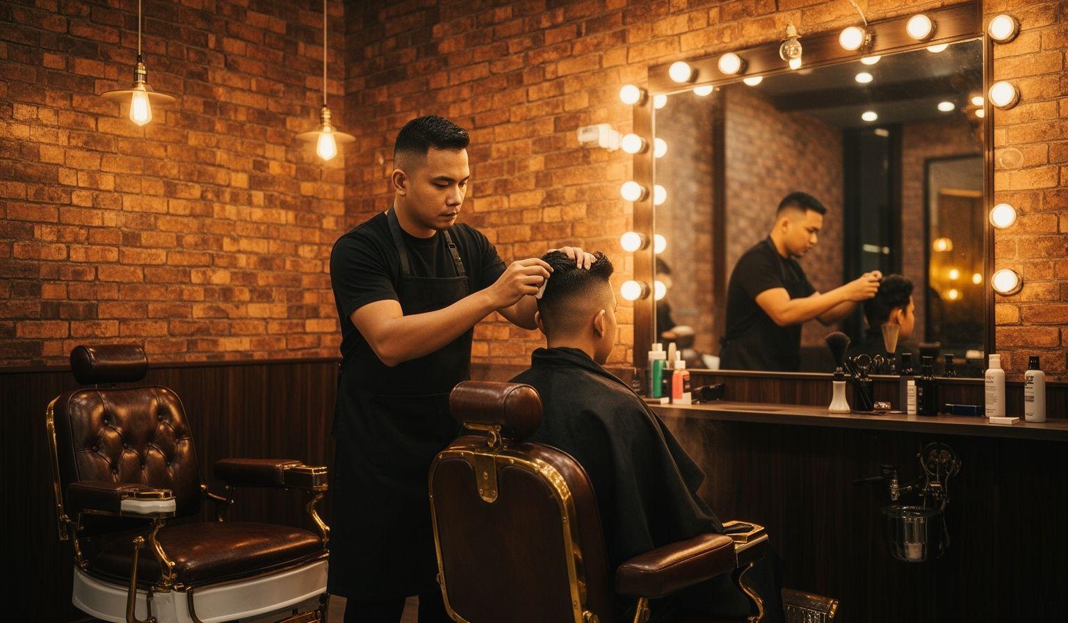 Northcliff barber sculpting a fade on the flagship Bangsar floor