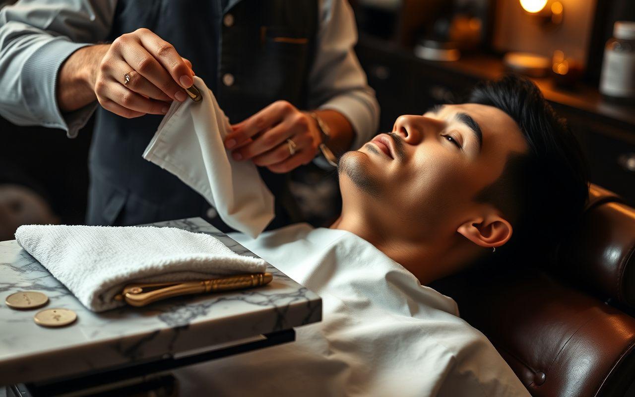 Hot-towel straight razor shave